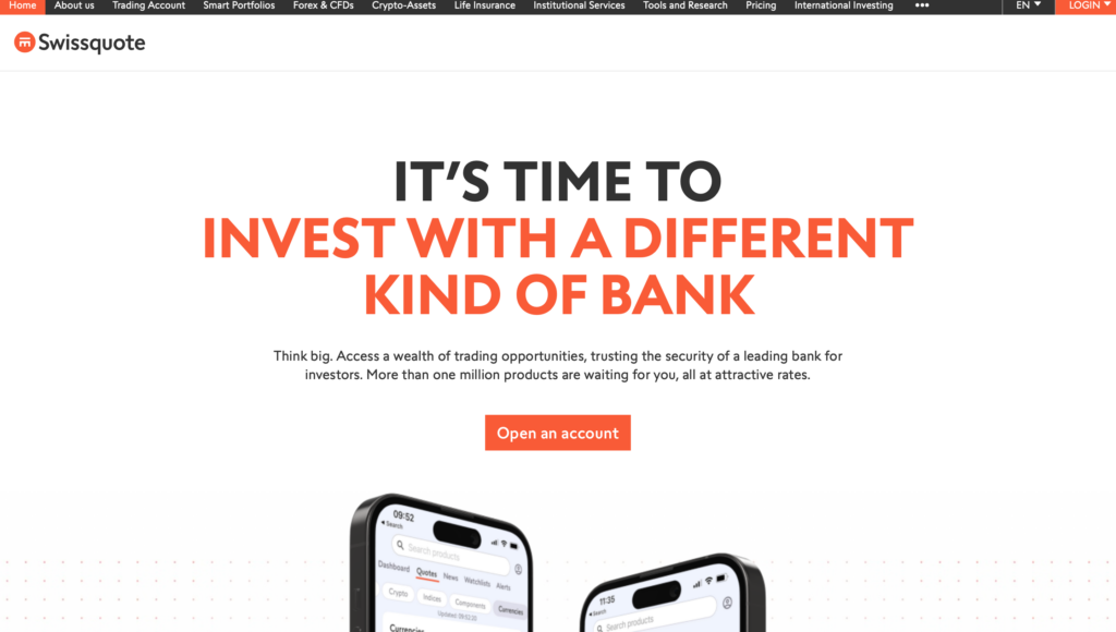 Swissquote landing page