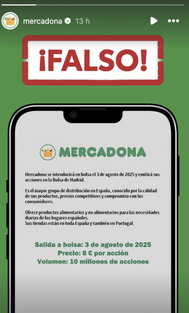 Storie de Mercadona Instagram